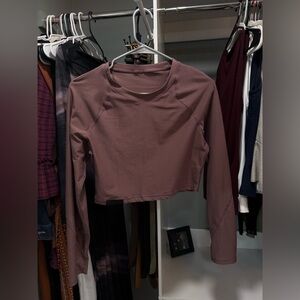 Alphalete long sleeve crop top workout shirts mauve Small